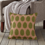 20" Square Pinecone Burlap Toss Pillow